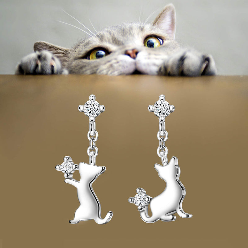 Sterling Silver Cute Cat Earrings