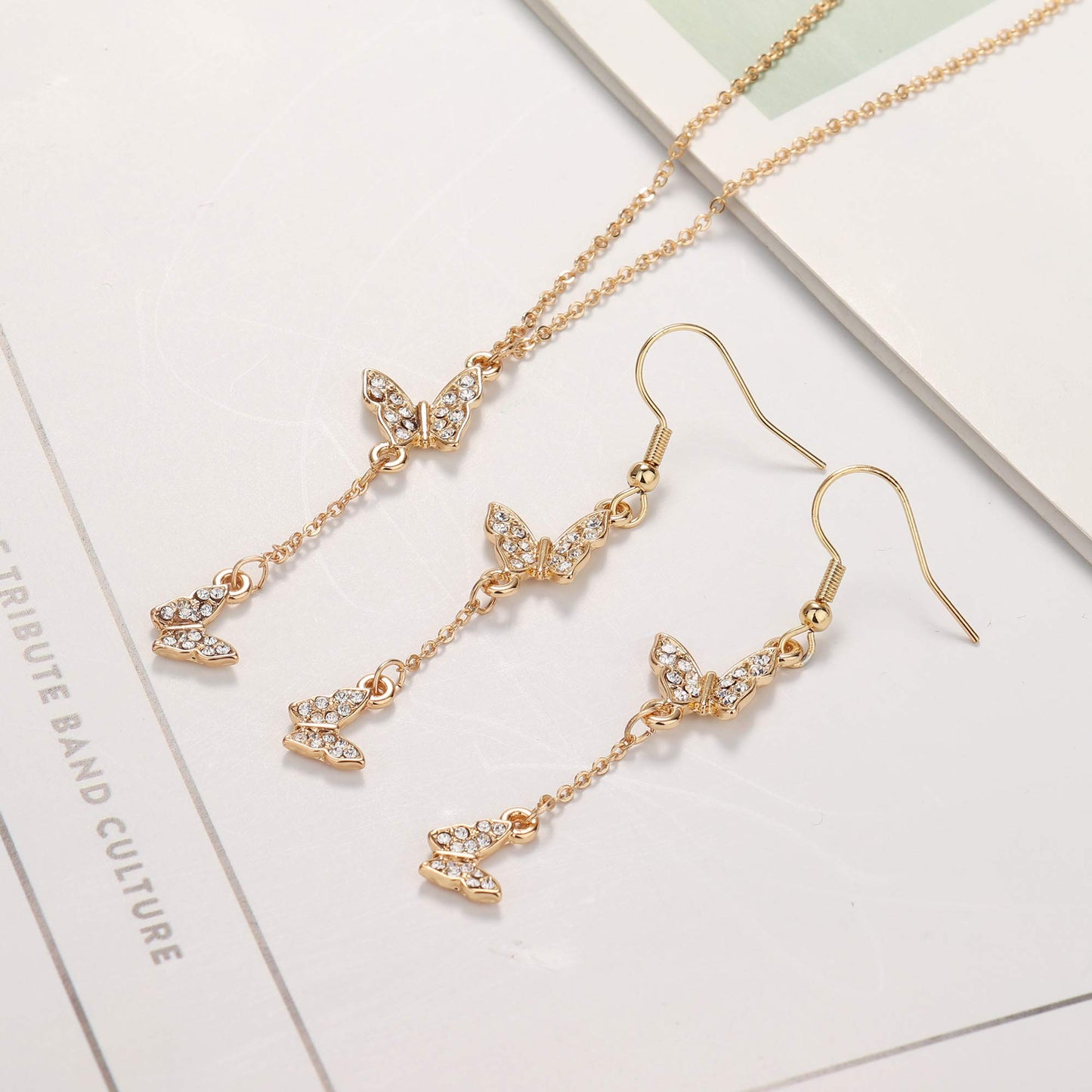 Butterfly Earrings Necklace Set for Women