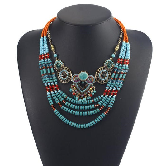 Bohemian Multilayer Colored Beaded Necklace