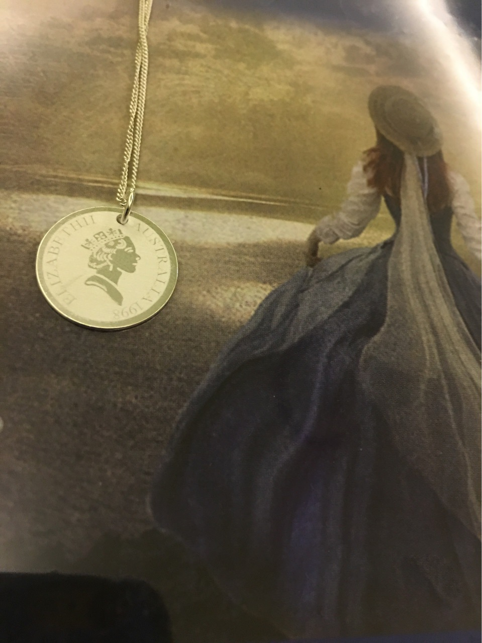 Golden Portrait Coin Sterling Silver Necklace