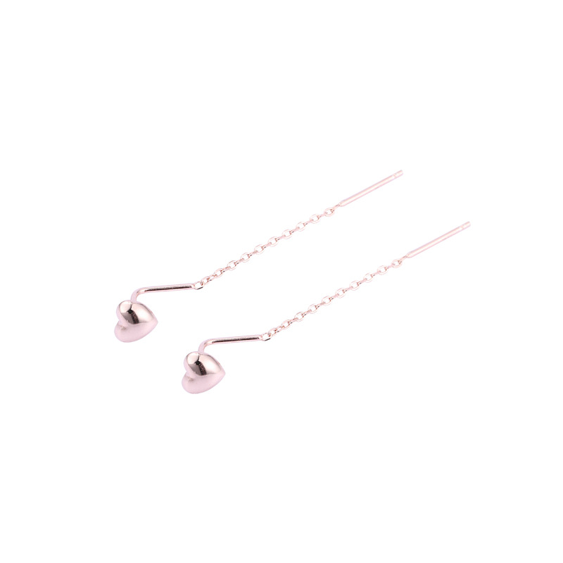 Sweet Love Tassel Heart Cut Sterling Silver Plated Rose Gold Earring