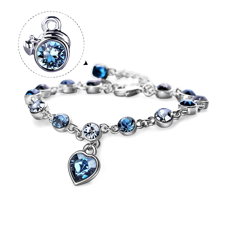 Love At First Sight Heart Round Cut Swarovski  Alloy Bracelet