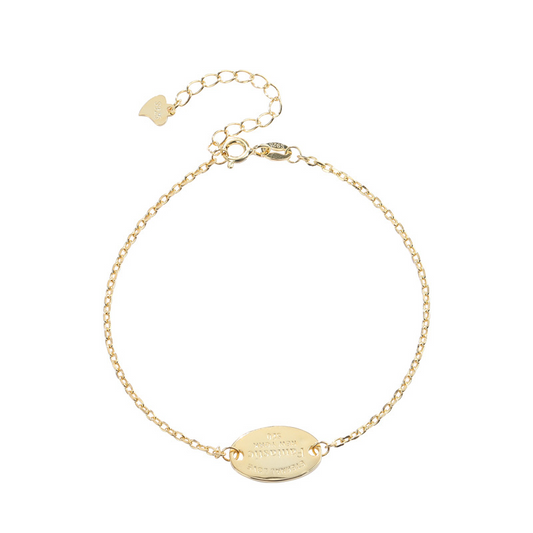 Trendy Lettering Sterling Silver Plated Gold Bracelet