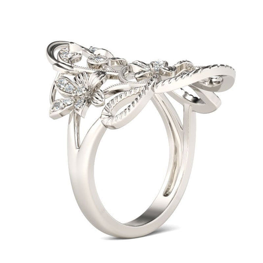 Floral Rope Round Cut Sterling Silver Ring-JE-Juri Elle