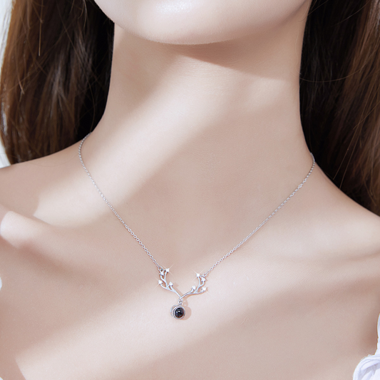Collier en argent sterling coupe ronde Evil Eye Antlers