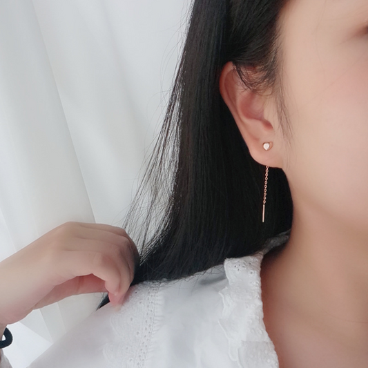 Sweet Love Tassel Heart Cut Sterling Silver Plated Rose Gold Earring