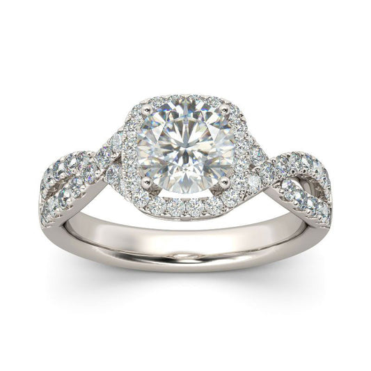 Twist Halo Round Cut Sterling Silver Ring-JE-Juri Elle