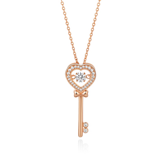 Lock of Heartbeat Round Cut Sterling Silver Necklace