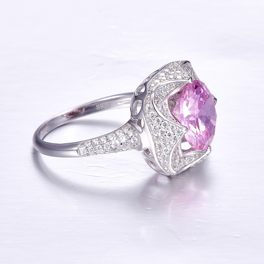Flower Round Cut Sterling Silver Ring-ZX-Juri Elle