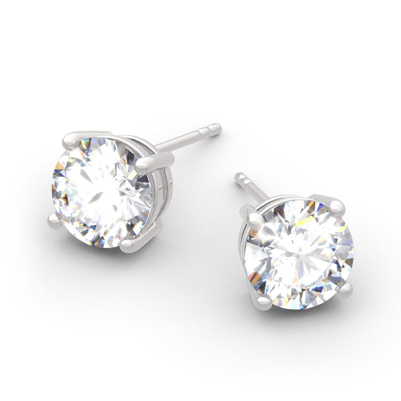 Classic Round Cut Sterling Silver Stud Earrings-JE-Juri Elle