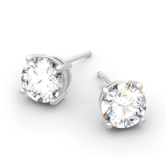 Classic Round Cut Sterling Silver Stud Earrings-JE-Juri Elle