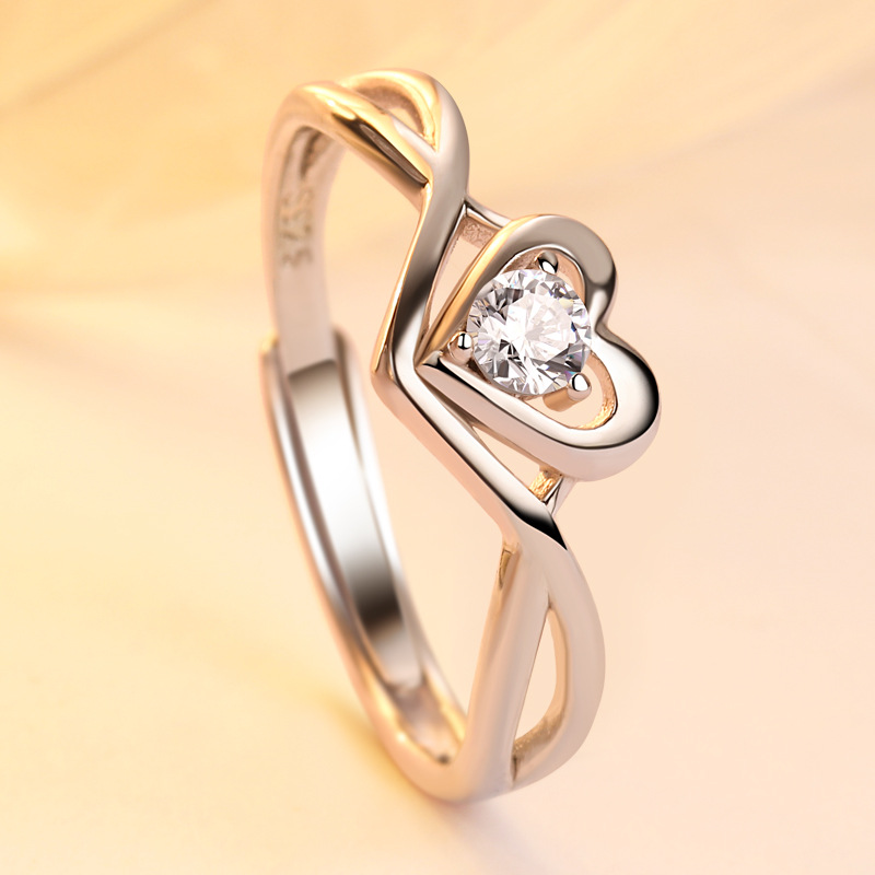 Glamorous Heart Round Cut Sterling Silver Ring For Women – Jurielle