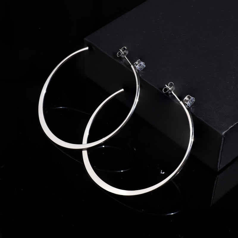 Stainly Stainless Steel Hoop Earrings with CZ for Women Teens Cubic Zirconia Stud Hoop Earrings