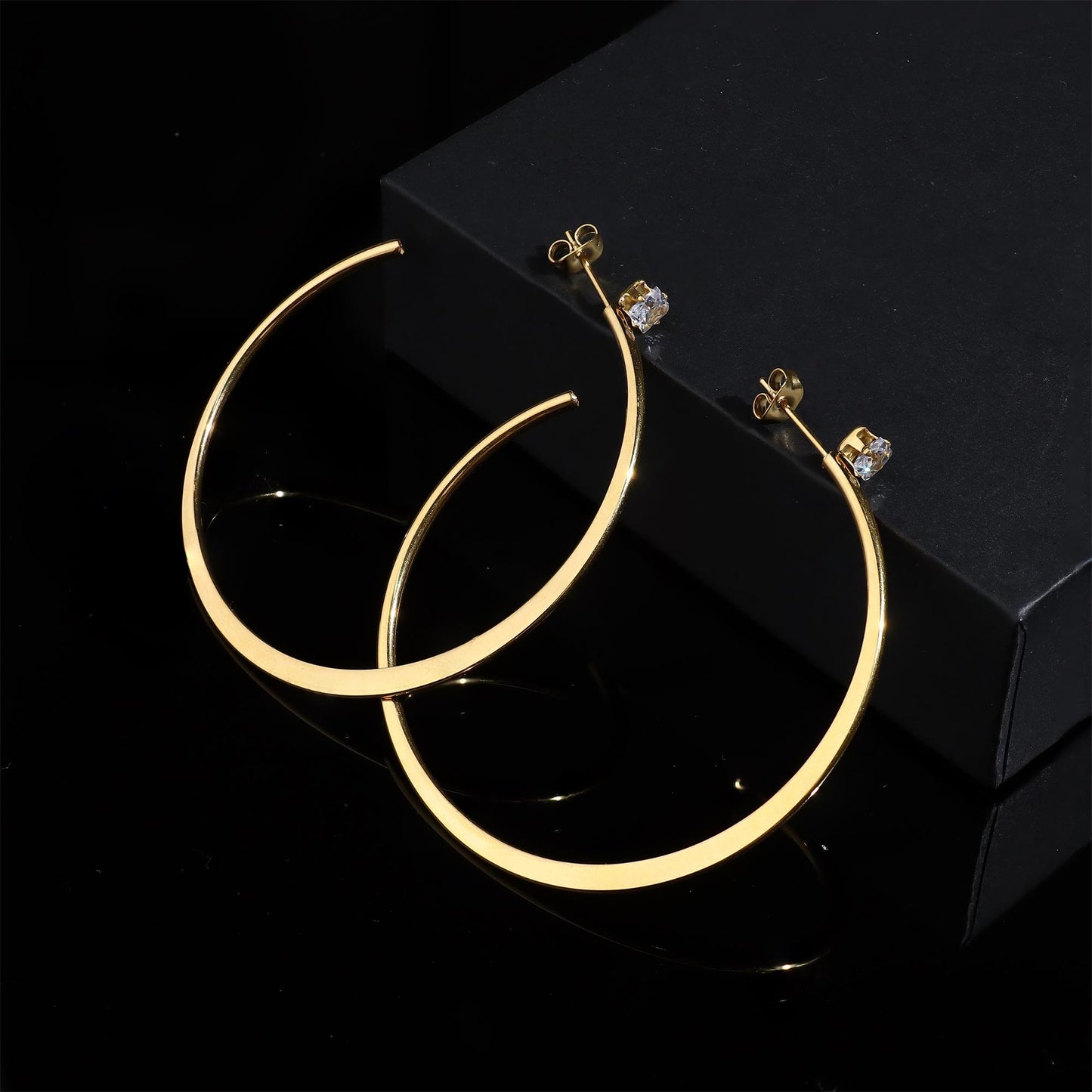 Stainly Stainless Steel Hoop Earrings with CZ for Women Teens Cubic Zirconia Stud Hoop Earrings