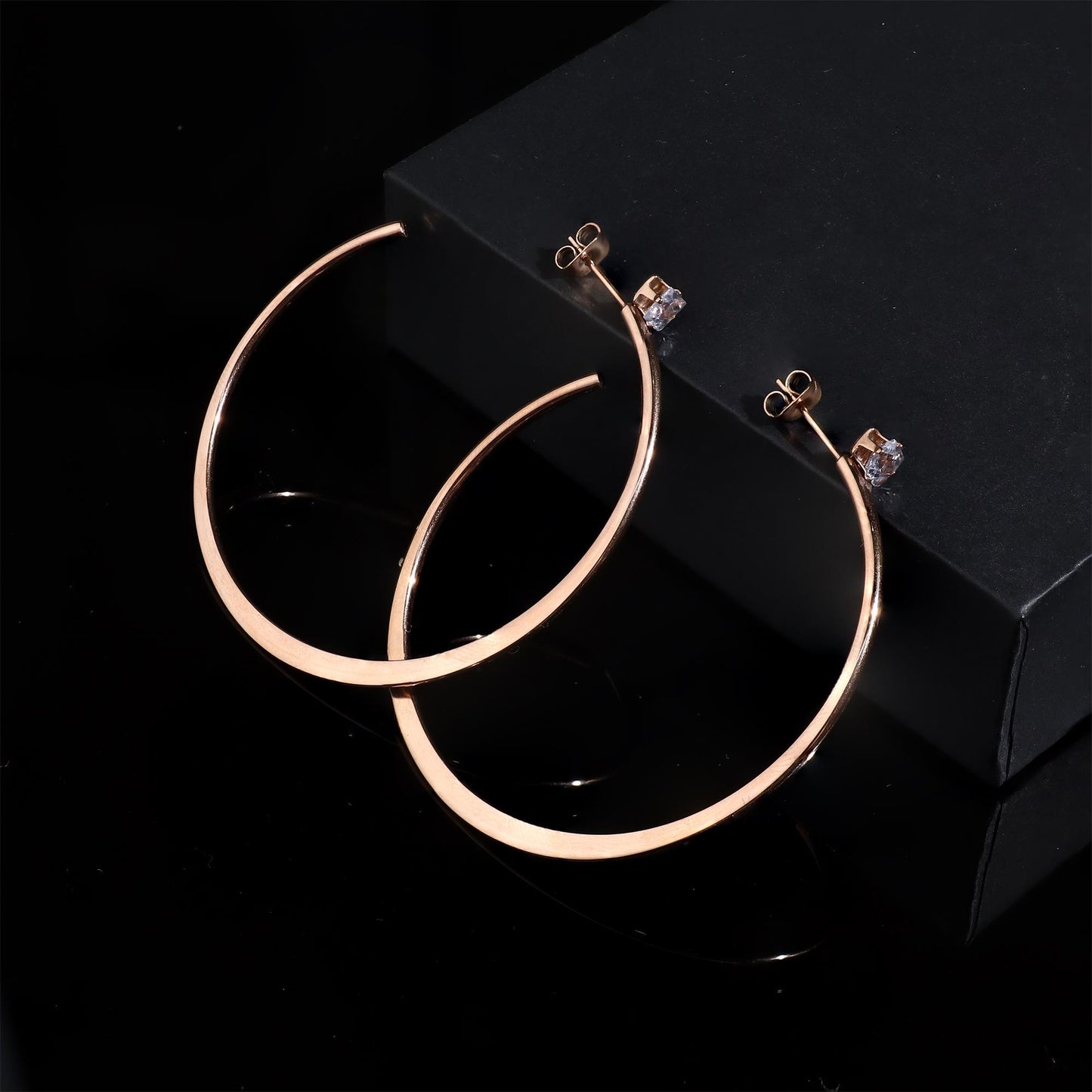 Stainly Stainless Steel Hoop Earrings with CZ for Women Teens Cubic Zirconia Stud Hoop Earrings