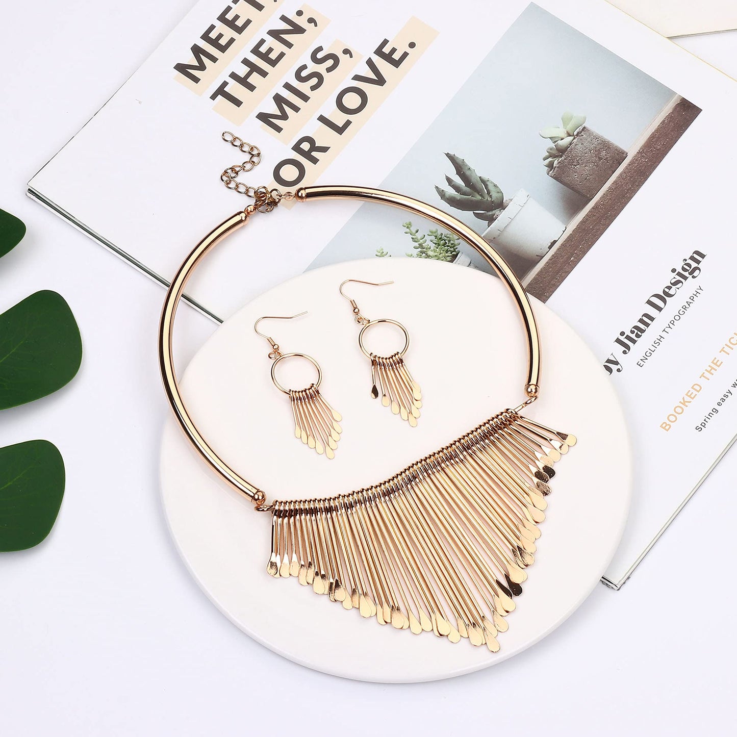 Choker Necklace Earrings Set for Women