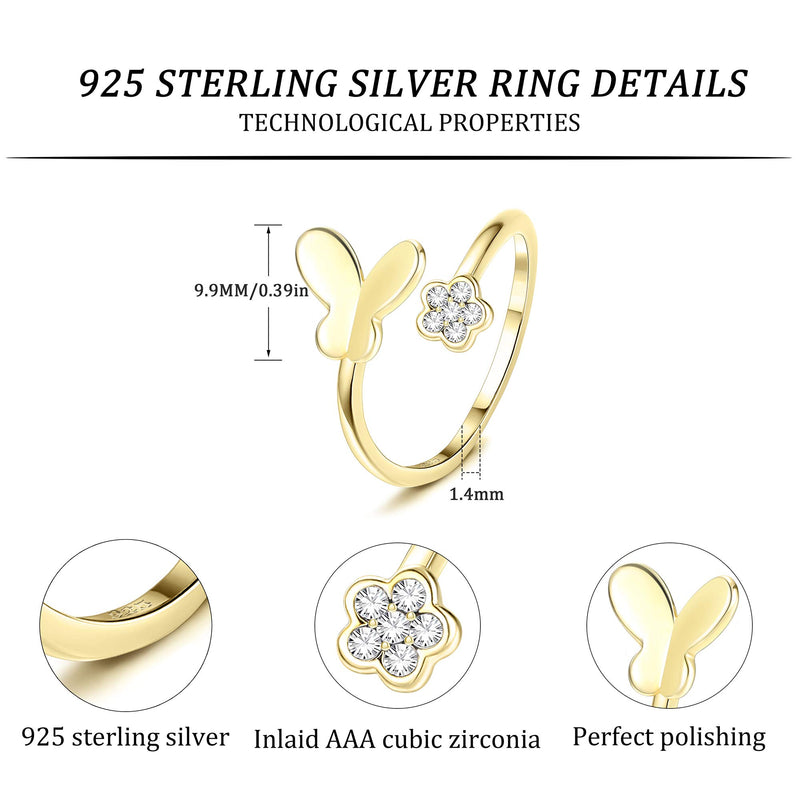 Sterling Silver Butterfly Open Rings