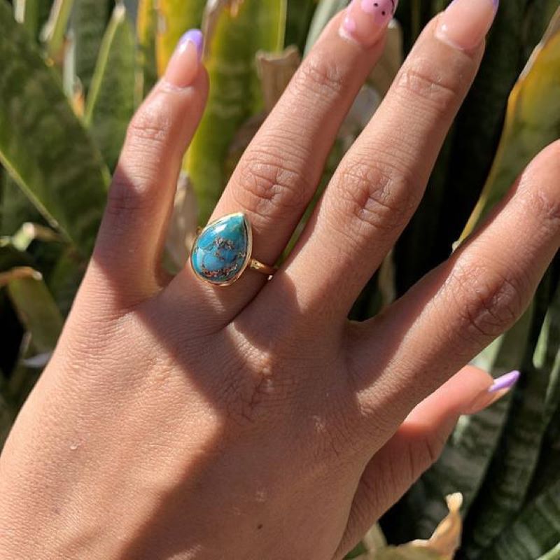 Bague Goutte Bohème Turquoise