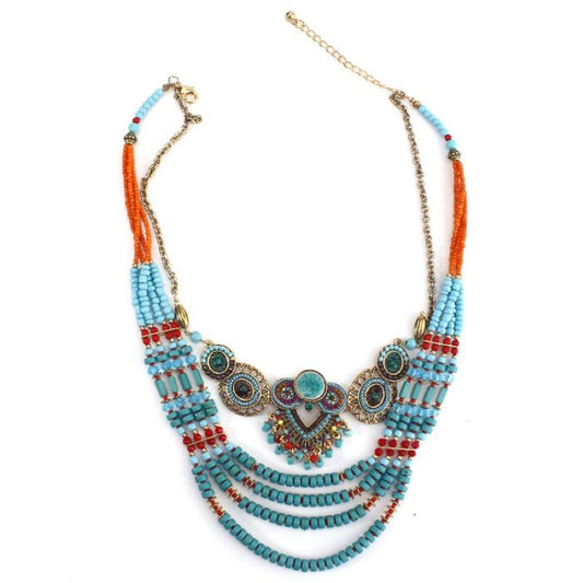 Bohemian Multilayer Colored Beaded Necklace