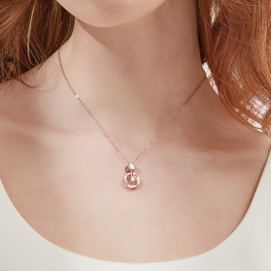 Cupid's Arrow Heart Cut Sterling Silver Plated 14K Rose Gold Necklace