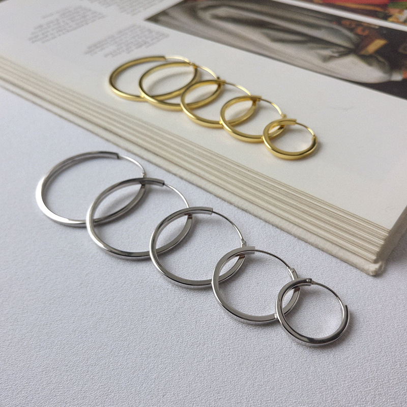 Simple Circle Sterling Silver Plated Gold Earring