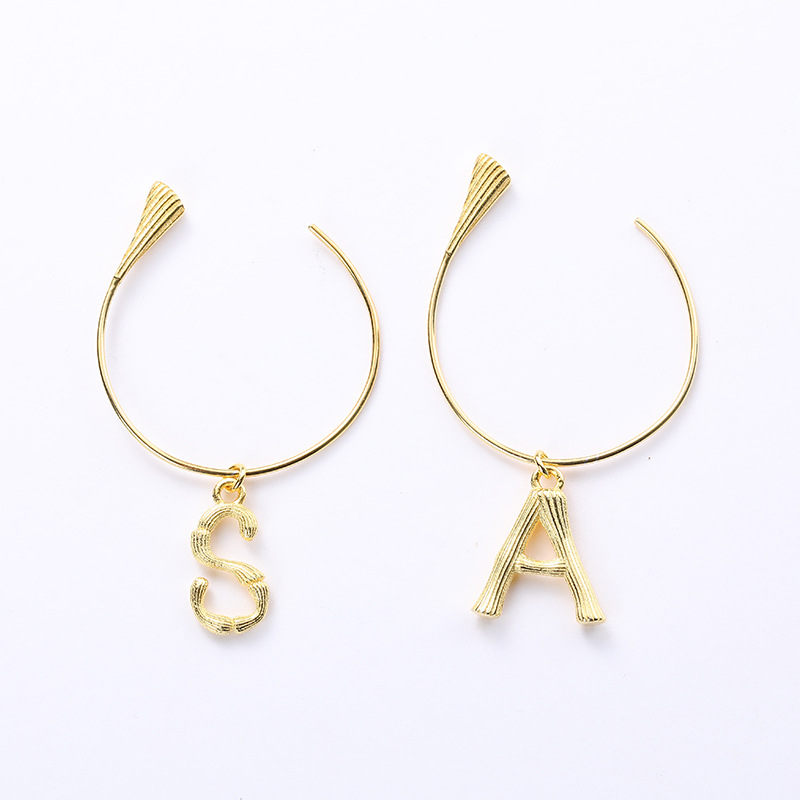 Personalized Letter Sterling Silver Plated Gold Earring