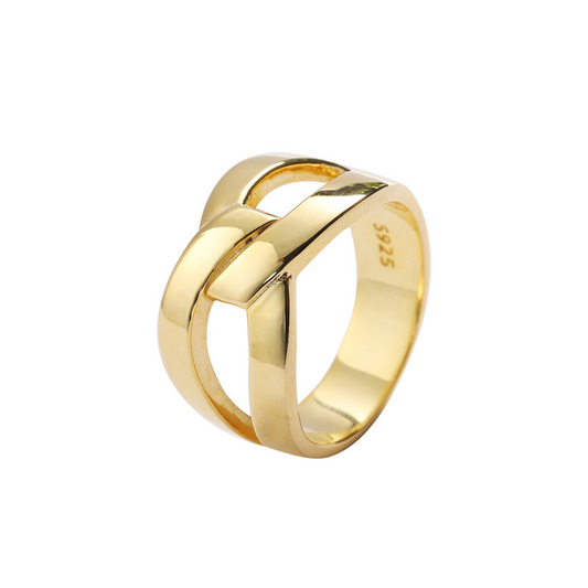 Golden Infinity Sterling Silver Plated Gold Ring