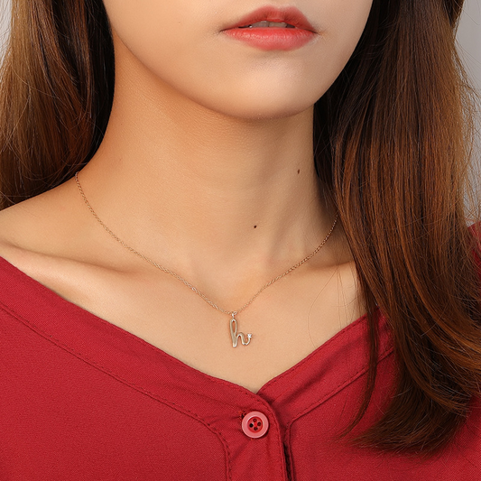 Single Letter Round Cut Sterling Silver Necklace