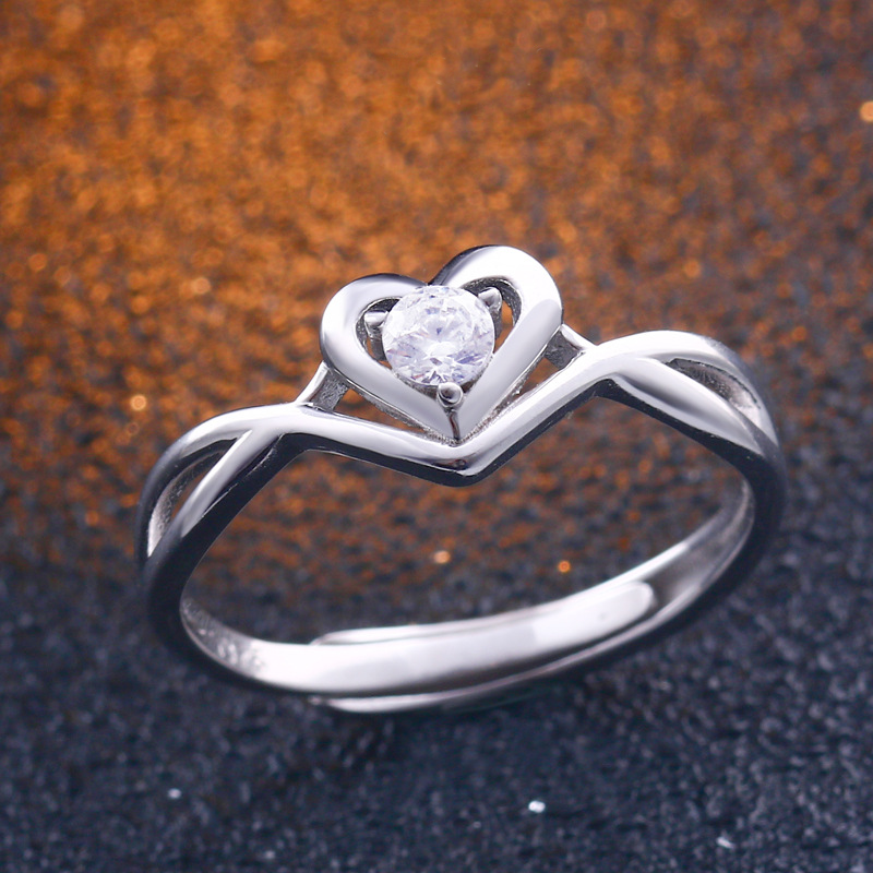 Heart Love Round Cut Sterling Silver Ring For Women-TL-Juri Elle