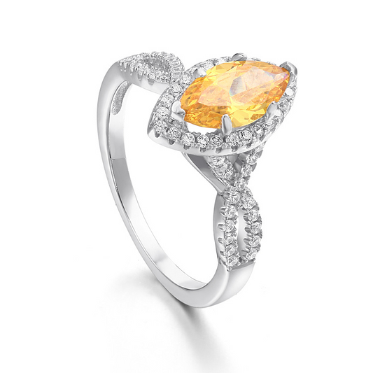 Halo Marquise Cut Sterling Silver Ring-TL-Juri Elle