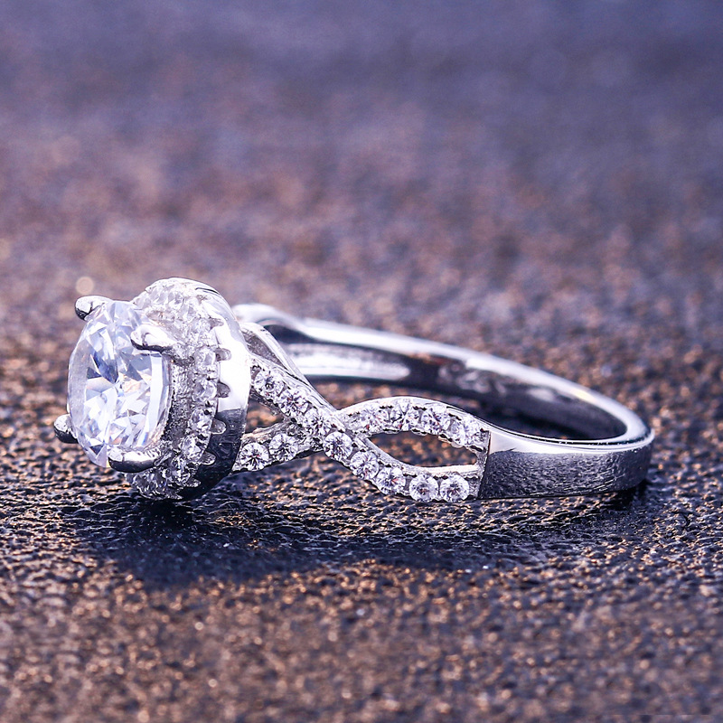 Promise Round Cut Sterling Silver Ring For Women-TL-Juri Elle
