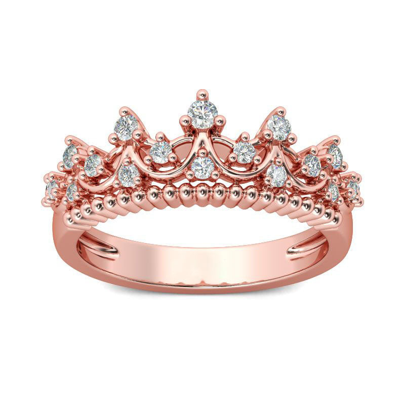 Rose Gold Tone Crown Sterling Silver Ring-JE-Juri Elle
