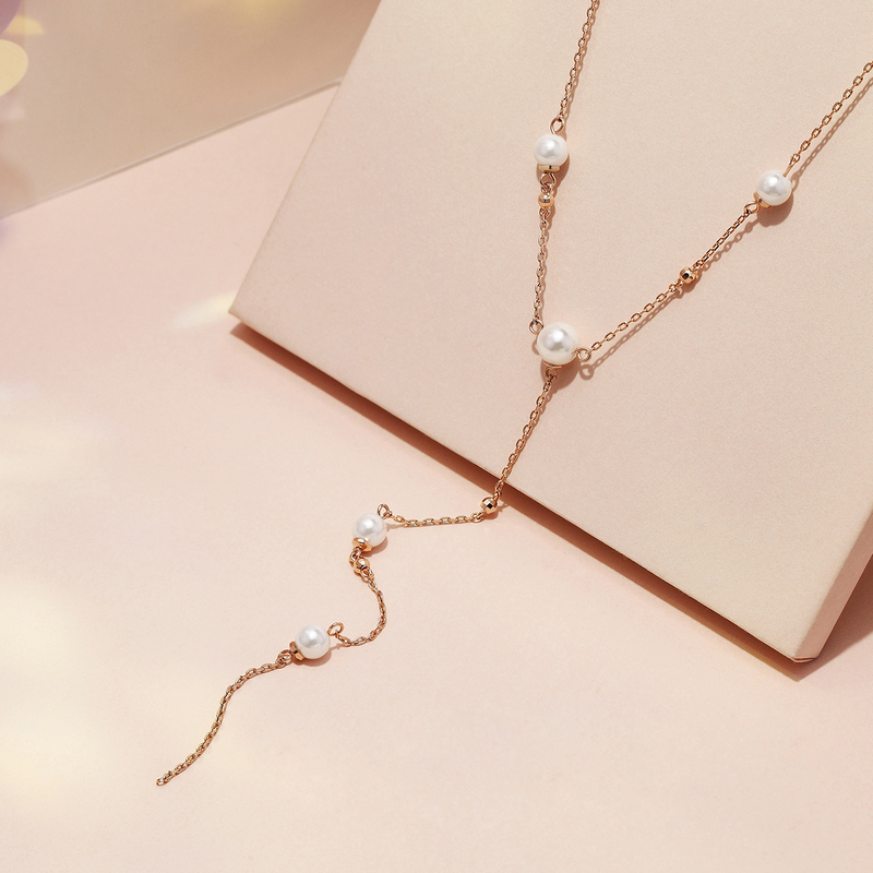 Moonlight Angel Swarovski Pearls Plated 14K Gold Necklace
