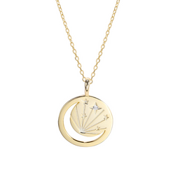 Hollow Light Round Cut Sterling Silver Plated Gold Necklace