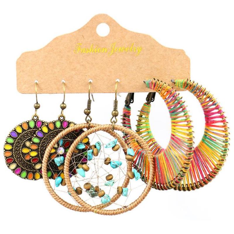 Bohemian Metal Tassel Earrings 3 Sets