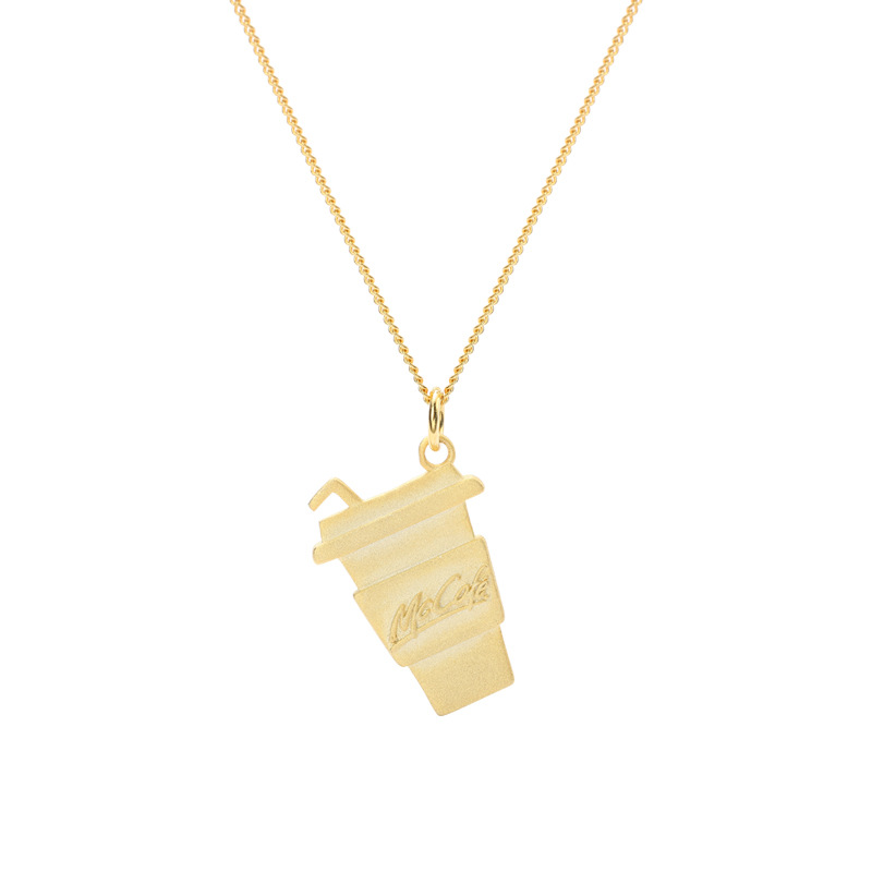 Cola Bottle Sterling Silver Plated Gold Necklace