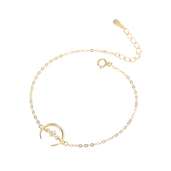 Elegant Crescent Round Cut Sterling Silver Plated Gold Bracelet