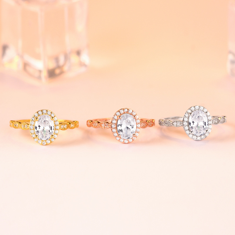 Engagement Oval Cut Sterling Silver Ring Set-TL-Juri Elle