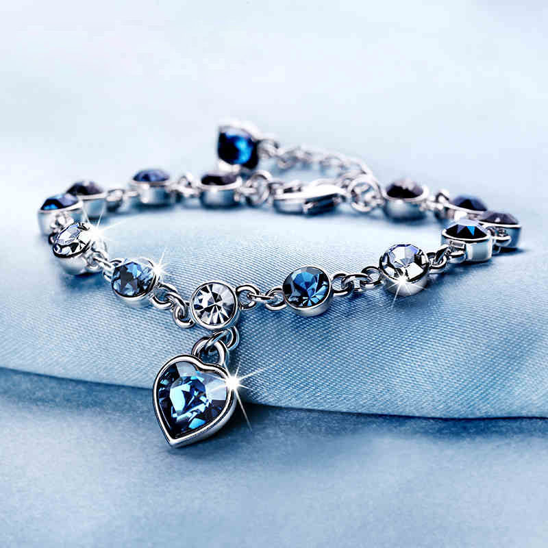 Love At First Sight Heart Round Cut Swarovski  Alloy Bracelet
