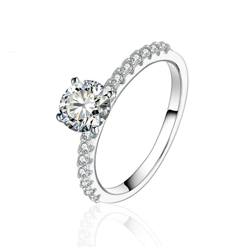 Simple Round Cut Sterling Silver Ring-TL-Juri Elle