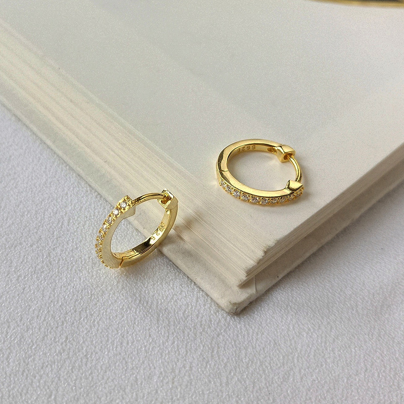 Elegant Vintage Round Cut Sterling Silver Plated Gold Earring