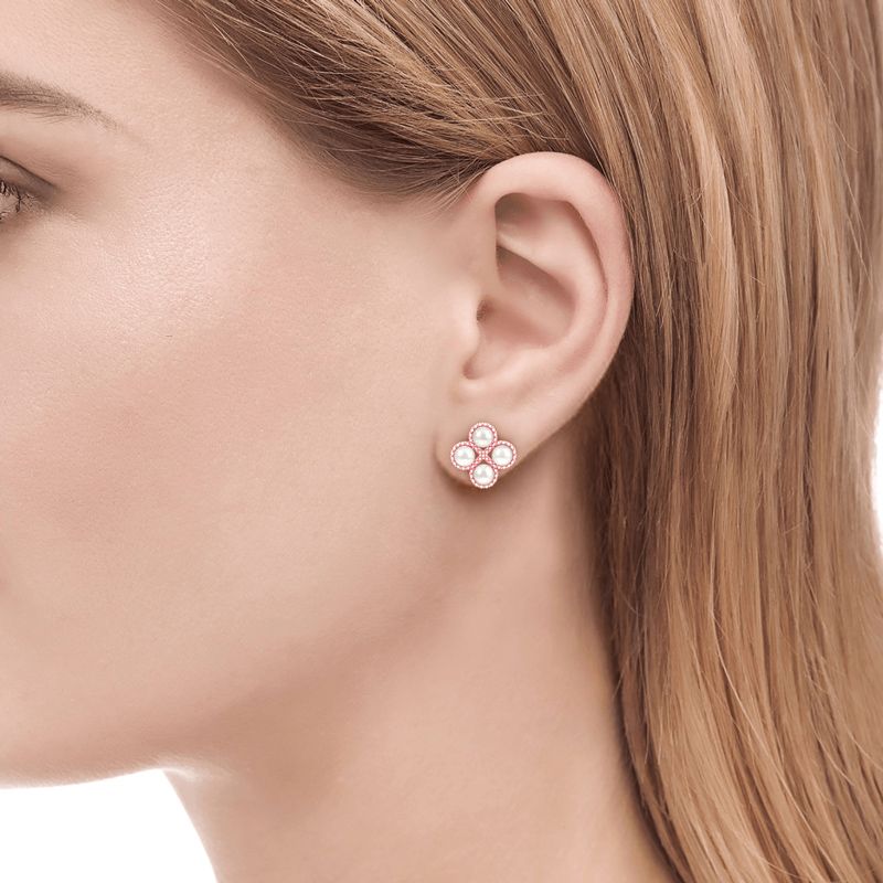 Clover Cultured Pearl Sterling Silver Stud Earrings-JE-Juri Elle