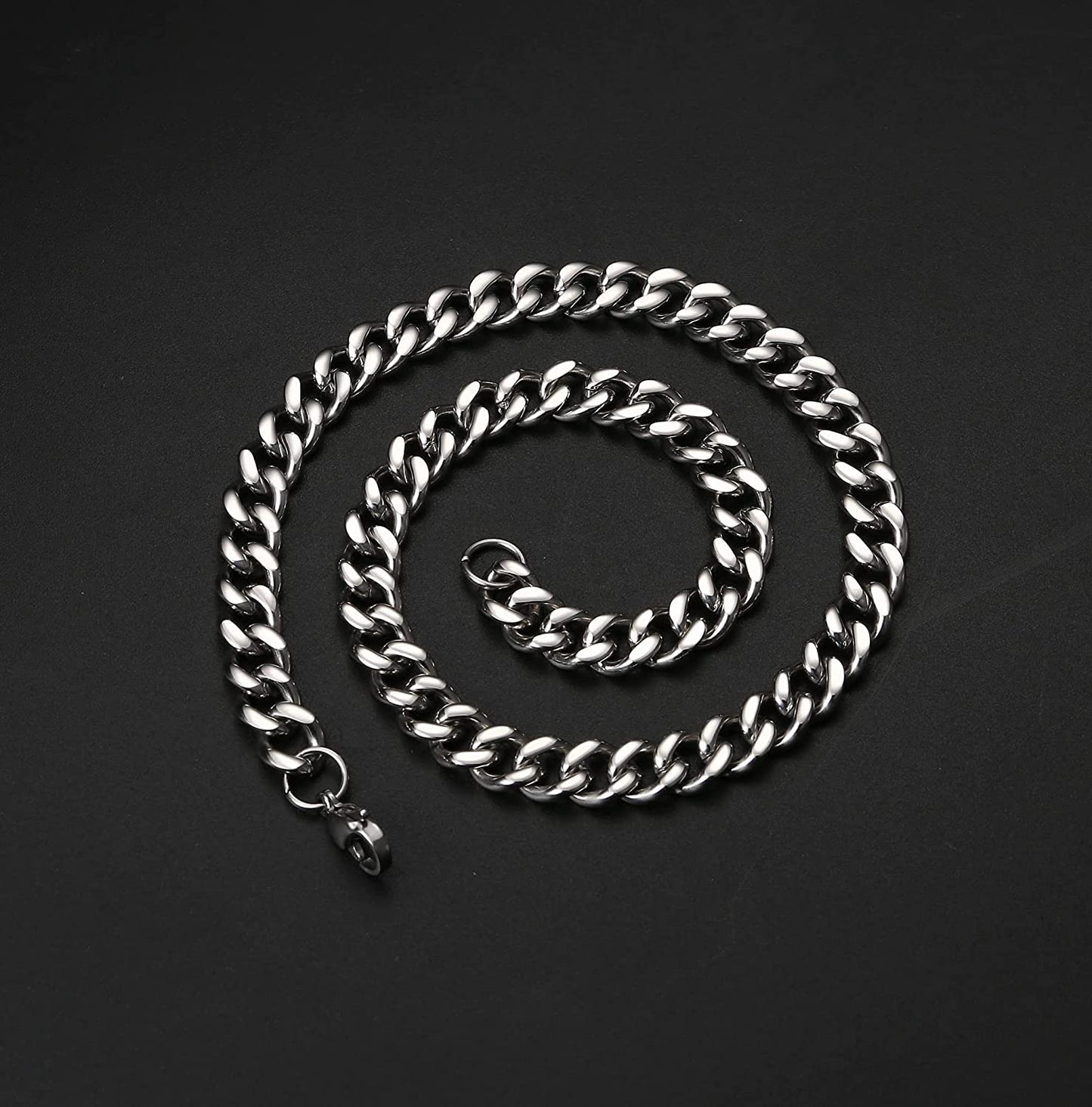 KRFY 10mm Stainless Steel Miami Cuban Link Chain for Men 24 inches