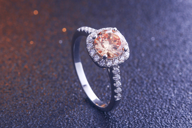 Halo Opal Round Cut Sterling Silver Ring-TL-Juri Elle