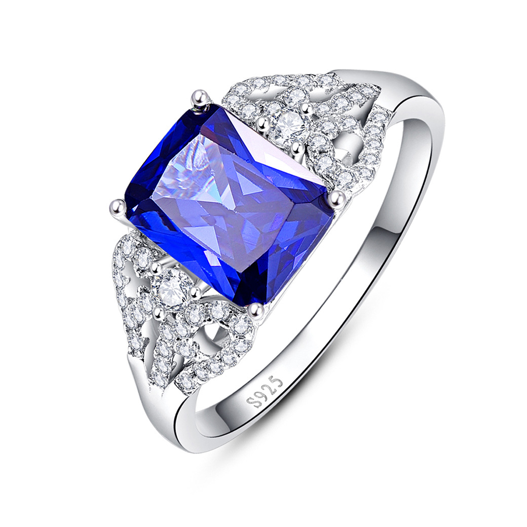 Shiny Cushion Cut Sterling Silver Ring-ZX-Juri Elle