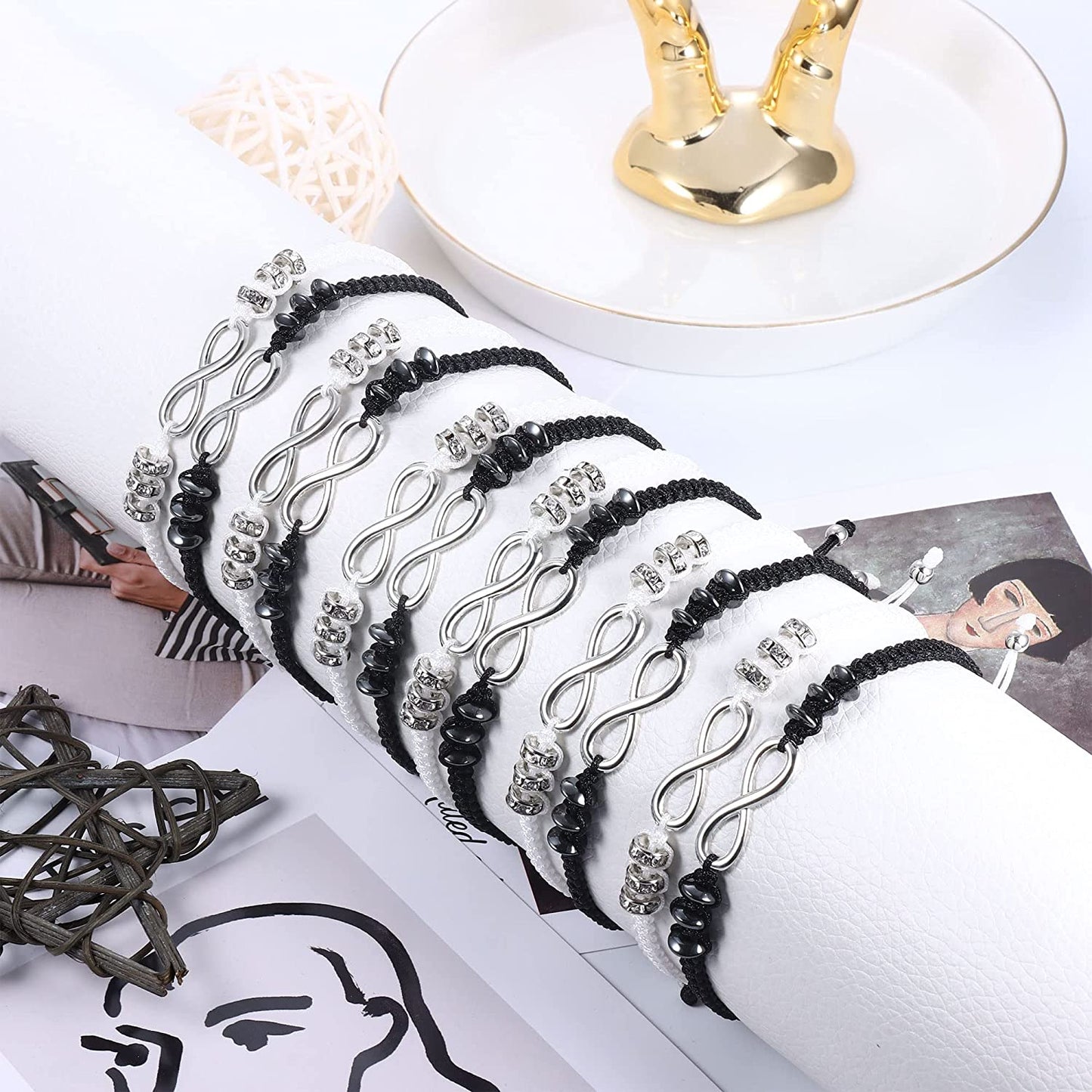 KISSONLY 12Pcs Infini Yinyang Friendship Bracelet