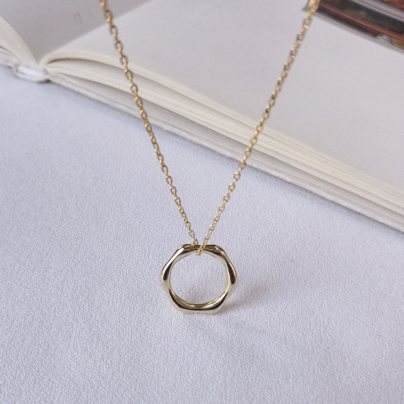 Regular Ring Sterling Silver Plated Gold Necklace