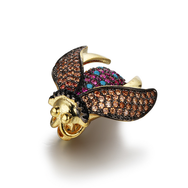 Colored Insect Round Cut Alloy Brooch