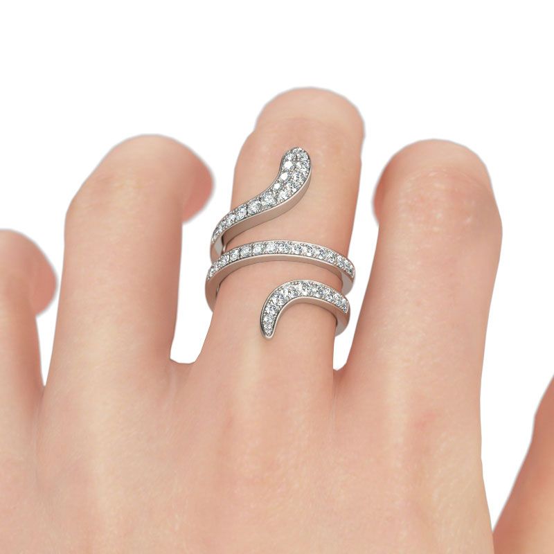 Snake Shape Sterling Silver Cocktail Ring-JE-Juri Elle
