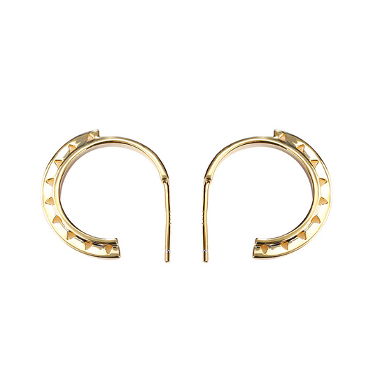 Triangle Hollow Sterling Silver Plated Gold Stud Earring